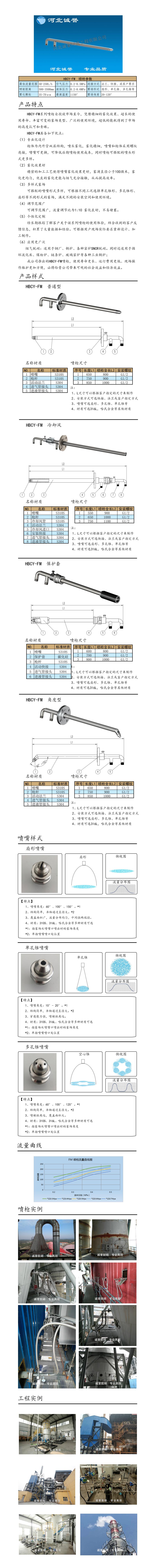 為您提供HBCY-FM-脫硝噴槍保護套、噴槍參數(shù)、材質(zhì)尺寸介紹，流量分布圖、扇形空心錐俯視圖介紹，以及霧化視頻介紹，更多詳細內(nèi)容盡在河北誠譽！